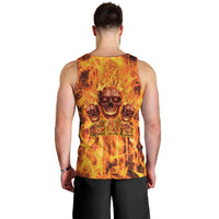 Three Skulls Flaming Men Tank Top High On Fire - Wonder Print Shop
