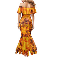 Three Skulls Flaming Mermaid Dress High On Fire - Wonder Print Shop