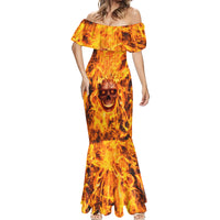 Three Skulls Flaming Mermaid Dress High On Fire - Wonder Print Shop