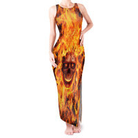 Three Skulls Flaming Tank Maxi Dress High On Fire - Wonder Print Shop