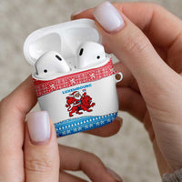 Luxembourg Christmas AirPods Case with Santa Claus Red Lion Snowflake Pattern and National Flag Design - Wonder Print Shop