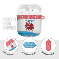 Luxembourg Christmas AirPods Case with Santa Claus Red Lion Snowflake Pattern and National Flag Design - Wonder Print Shop