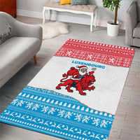 Luxembourg Christmas Area Rug with Santa Claus Red Lion Snowflake Pattern and National Flag Design - Wonder Print Shop