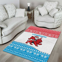 Luxembourg Christmas Area Rug with Santa Claus Red Lion Snowflake Pattern and National Flag Design - Wonder Print Shop