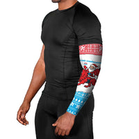 Luxembourg Christmas Arm Sleeves with Santa Claus Red Lion Snowflake Pattern and National Flag Design - Wonder Print Shop