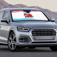 Luxembourg Christmas Auto Sun Shade with Santa Claus Red Lion Snowflake Pattern and National Flag Design - Wonder Print Shop