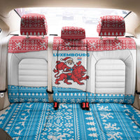 Luxembourg Christmas Back Car Seat Cover with Santa Claus Red Lion Snowflake Pattern and National Flag Design - Wonder Print Shop