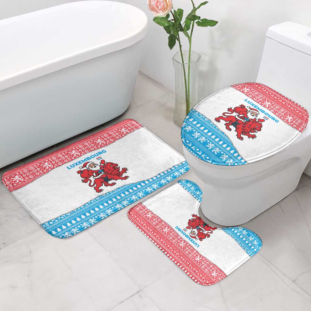 Luxembourg Christmas Bathroom Set with Santa Claus Red Lion Snowflake Pattern and National Flag Design - Wonder Print Shop
