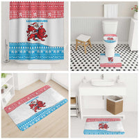 Luxembourg Christmas Bathroom Set with Santa Claus Red Lion Snowflake Pattern and National Flag Design - Wonder Print Shop
