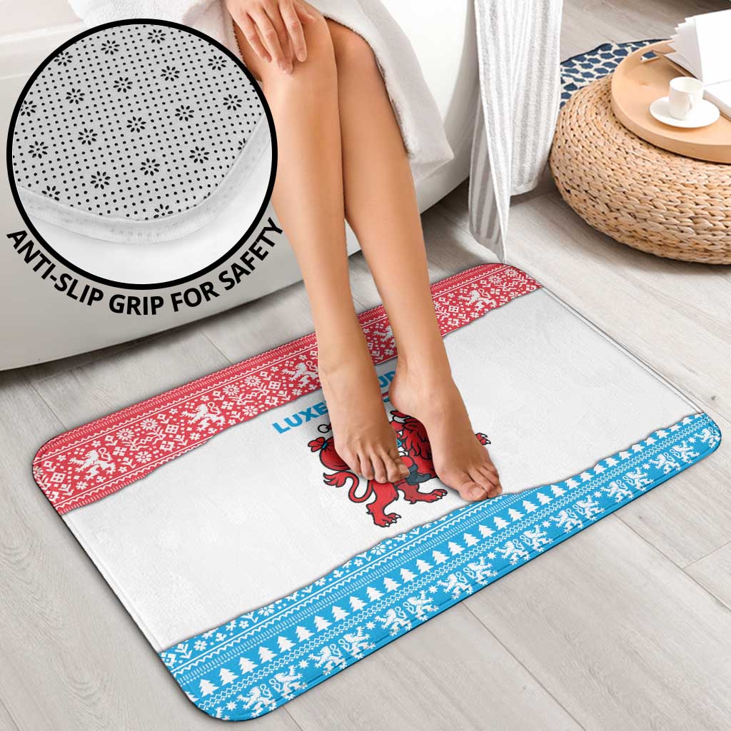 Luxembourg Christmas Bathroom Set with Santa Claus Red Lion Snowflake Pattern and National Flag Design - Wonder Print Shop