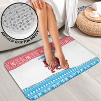 Luxembourg Christmas Bathroom Set with Santa Claus Red Lion Snowflake Pattern and National Flag Design - Wonder Print Shop