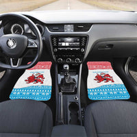 Luxembourg Christmas Car Mats with Santa Claus Red Lion Snowflake Pattern and National Flag Design - Wonder Print Shop