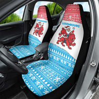 Luxembourg Christmas Car Seat Cover with Santa Claus Red Lion Snowflake Pattern and National Flag Design - Wonder Print Shop