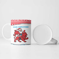 Luxembourg Christmas Ceramic Mug with Santa Claus Red Lion Snowflake Pattern and National Flag Design - Wonder Print Shop