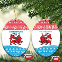 Luxembourg Christmas Ceramic Ornament with Santa Claus Red Lion Snowflake Pattern and National Flag Design - Wonder Print Shop