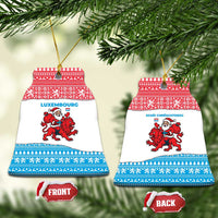 Luxembourg Christmas Ceramic Ornament with Santa Claus Red Lion Snowflake Pattern and National Flag Design - Wonder Print Shop