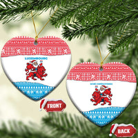 Luxembourg Christmas Ceramic Ornament with Santa Claus Red Lion Snowflake Pattern and National Flag Design - Wonder Print Shop