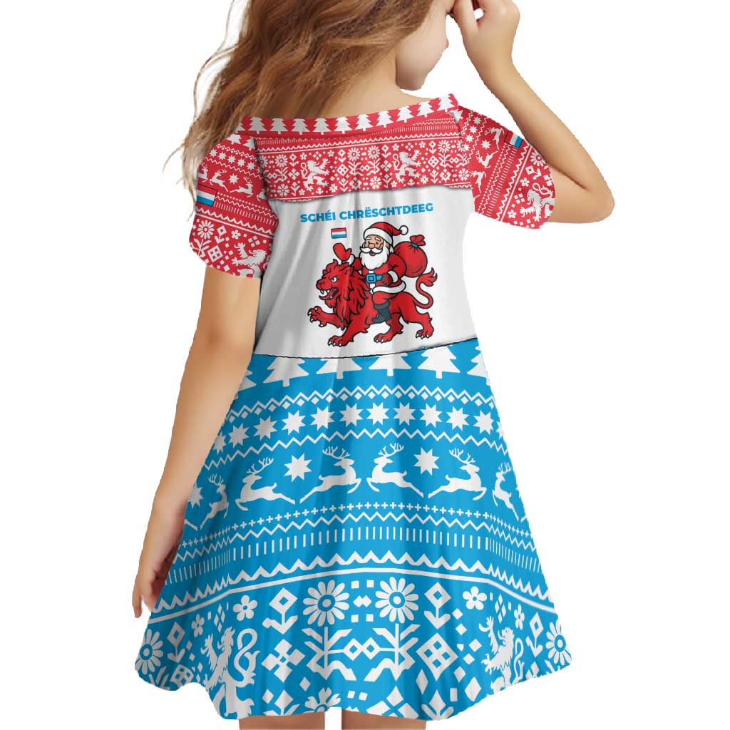 Luxembourg Christmas Family Matching Mermaid Dress and Hawaiian Shirt with Santa Claus Red Lion Snowflake Pattern and National Flag Design - Wonder Print Shop