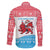 Luxembourg Christmas Family Matching Off The Shoulder Long Sleeve Dress and Hawaiian Shirt with Santa Claus Red Lion Snowflake Pattern and National Flag Design - Wonder Print Shop