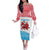 Luxembourg Christmas Family Matching Off The Shoulder Long Sleeve Dress and Hawaiian Shirt with Santa Claus Red Lion Snowflake Pattern and National Flag Design - Wonder Print Shop
