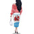 Luxembourg Christmas Family Matching Off The Shoulder Long Sleeve Dress and Hawaiian Shirt with Santa Claus Red Lion Snowflake Pattern and National Flag Design - Wonder Print Shop