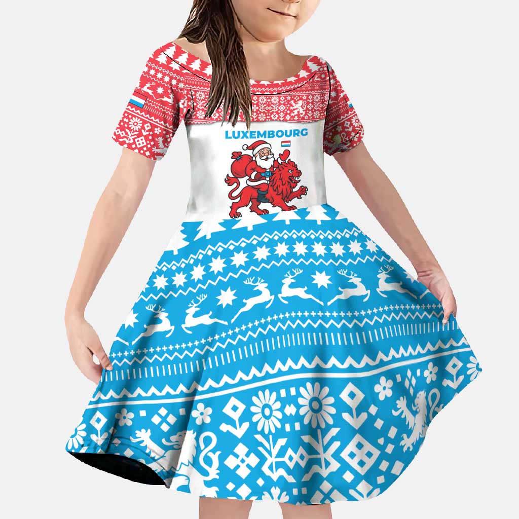 Luxembourg Christmas Family Matching Summer Maxi Dress and Hawaiian Shirt with Santa Claus Red Lion Snowflake Pattern and National Flag Design - Wonder Print Shop
