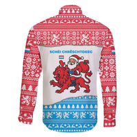 Luxembourg Christmas Family Matching Summer Maxi Dress and Hawaiian Shirt with Santa Claus Red Lion Snowflake Pattern and National Flag Design - Wonder Print Shop