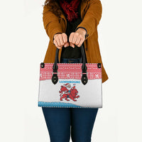 Luxembourg Christmas Leather Bag with Santa Claus Red Lion Snowflake Pattern and National Flag Design - Wonder Print Shop