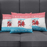 Luxembourg Christmas Pillow Cover with Santa Claus Red Lion Snowflake Pattern and National Flag Design - Wonder Print Shop