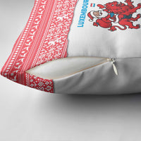 Luxembourg Christmas Pillow Cover with Santa Claus Red Lion Snowflake Pattern and National Flag Design - Wonder Print Shop
