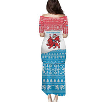 Luxembourg Christmas Puletasi with Santa Claus Red Lion Snowflake Pattern and National Flag Design - Wonder Print Shop