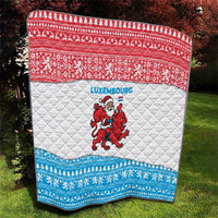 Luxembourg Christmas Quilt with Santa Claus Red Lion Snowflake Pattern and National Flag Design - Wonder Print Shop