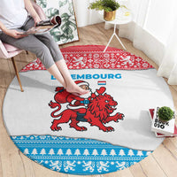 Luxembourg Christmas Round Carpet with Santa Claus Red Lion Snowflake Pattern and National Flag Design - Wonder Print Shop