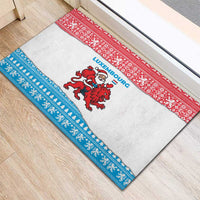 Luxembourg Christmas Rubber Doormat with Santa Claus Red Lion Snowflake Pattern and National Flag Design - Wonder Print Shop