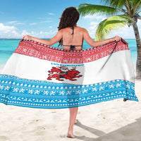Luxembourg Christmas Sarong with Santa Claus Red Lion Snowflake Pattern and National Flag Design - Wonder Print Shop