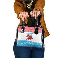 Luxembourg Christmas Shoulder Handbag with Santa Claus Red Lion Snowflake Pattern and National Flag Design - Wonder Print Shop