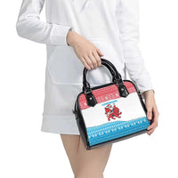 Luxembourg Christmas Shoulder Handbag with Santa Claus Red Lion Snowflake Pattern and National Flag Design - Wonder Print Shop
