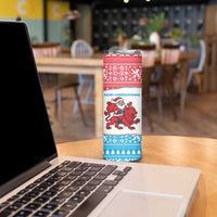Luxembourg Christmas Skinny Tumbler with Santa Claus Red Lion Snowflake Pattern and National Flag Design - Wonder Print Shop