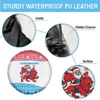Luxembourg Christmas Spare Tire Cover with Santa Claus Red Lion Snowflake Pattern and National Flag Design - Wonder Print Shop
