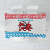 Luxembourg Christmas Tablecloth with Santa Claus Red Lion Snowflake Pattern and National Flag Design - Wonder Print Shop