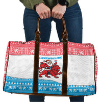 Luxembourg Christmas Travel Bag with Santa Claus Red Lion Snowflake Pattern and National Flag Design - Wonder Print Shop
