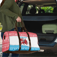 Luxembourg Christmas Travel Bag with Santa Claus Red Lion Snowflake Pattern and National Flag Design - Wonder Print Shop