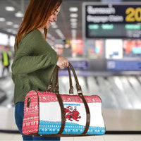 Luxembourg Christmas Travel Bag with Santa Claus Red Lion Snowflake Pattern and National Flag Design - Wonder Print Shop