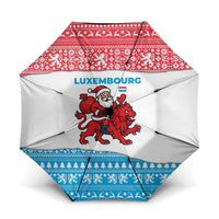 Luxembourg Christmas Umbrella with Santa Claus Red Lion Snowflake Pattern and National Flag Design - Wonder Print Shop