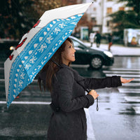 Luxembourg Christmas Umbrella with Santa Claus Red Lion Snowflake Pattern and National Flag Design - Wonder Print Shop