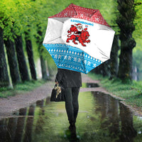 Luxembourg Christmas Umbrella with Santa Claus Red Lion Snowflake Pattern and National Flag Design - Wonder Print Shop