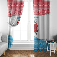 Luxembourg Christmas Window Curtain with Santa Claus Red Lion Snowflake Pattern and National Flag Design - Wonder Print Shop