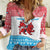 Luxembourg Christmas Women Casual Shirt with Santa Claus Red Lion Snowflake Pattern and National Flag Design - Wonder Print Shop