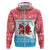 Luxembourg Christmas Zip Hoodie with Santa Claus Red Lion Snowflake Pattern and National Flag Design - Wonder Print Shop