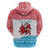 Luxembourg Christmas Zip Hoodie with Santa Claus Red Lion Snowflake Pattern and National Flag Design - Wonder Print Shop